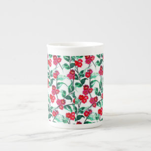 Floral Red Colour Flowers Pattern-56698 Bone China Mug