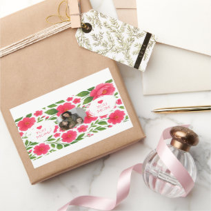 Floral Red Custom Photo Sticker – Love You Mum