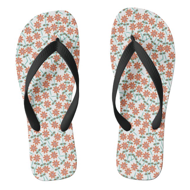 Floral Red Flowers Pattern-14200 Jandals (Footbed)