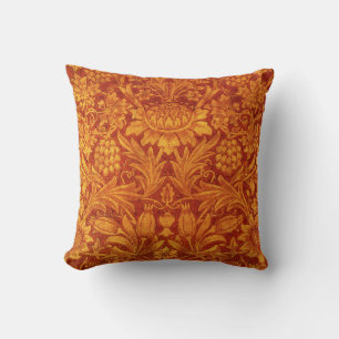 Floral Red & Golden Yellow Wm Morris Design Cushion