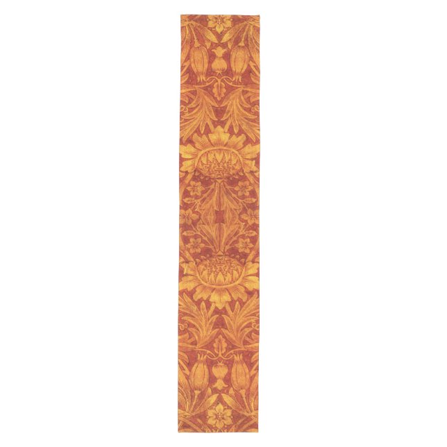 Floral Red & Golden Yellow Wm Morris Design Medium Table Runner (Front)