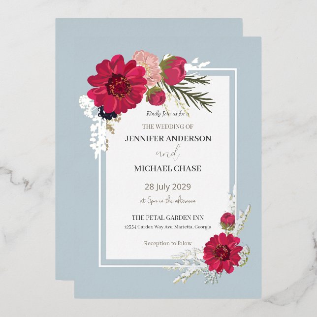 Floral Red Green Bridal Wedding  (Front/Back)