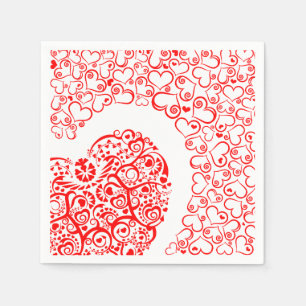 Floral Red Heart Lover Napkin