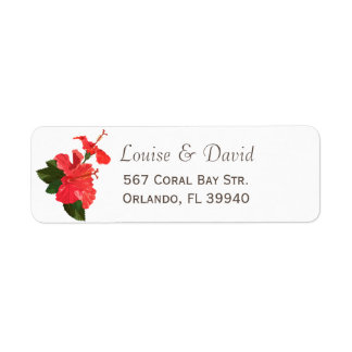 Floral Red Hibiscus Return Address Label