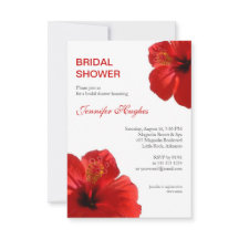 Floral Red Hibiscus Tropical Bridal Shower