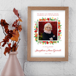 Floral Red & Orange Shades Poster Photo Memorial