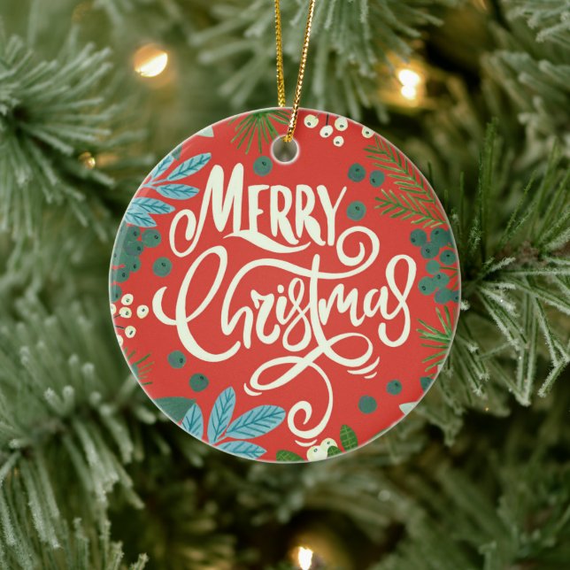 Floral red Our First christmas Ceramic Tree Decoration (Tree)