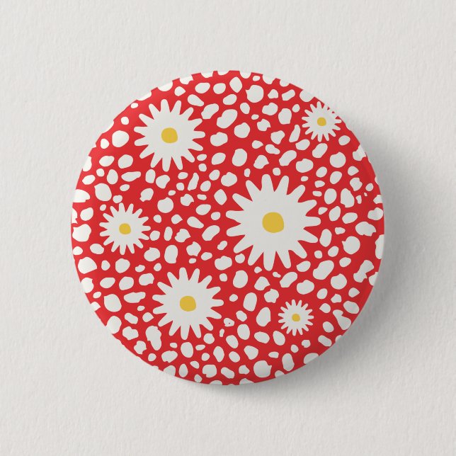 Floral Red Pattern Button (Front)