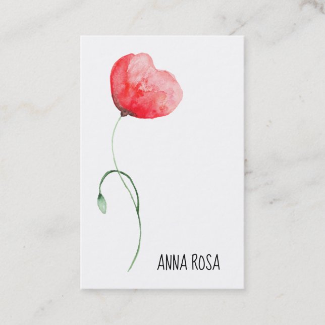 *~* Floral Red Poppy Wedding Event Planner Simple Business Card (Front)