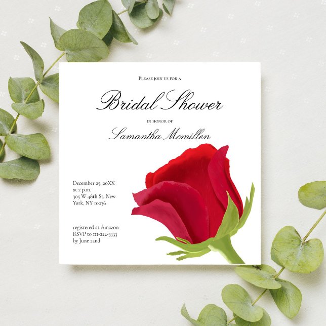 Floral Red Rose Bridal Shower Invitation (Creator Uploaded)