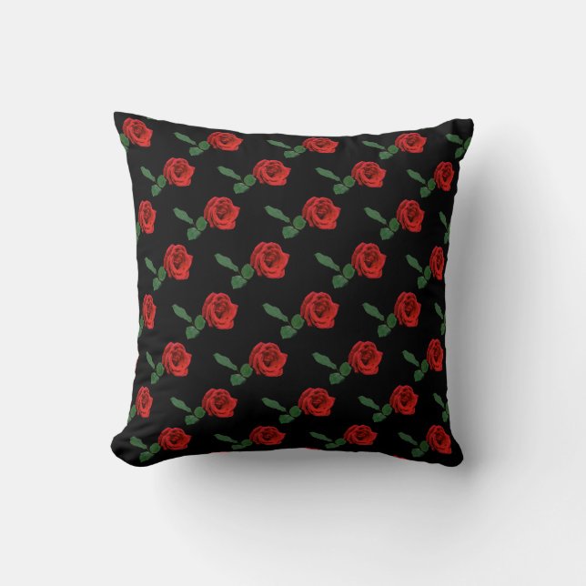 Floral Red Rose Cushion (Front)