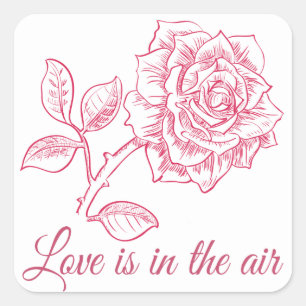 Floral Red Rose Flower Love Wedding Sticker