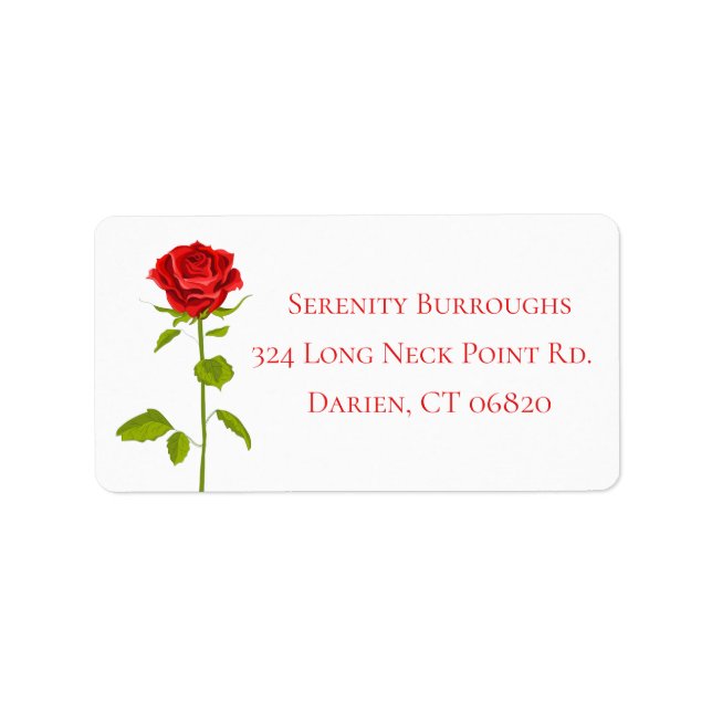 Floral Red Rose Flower Wedding Bridal Shower Label (Front)