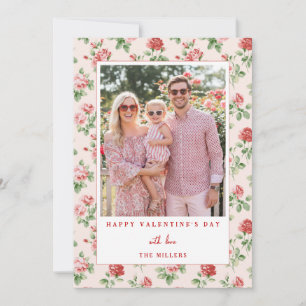 Floral Red Rose Happy Valentine's Day Photo Card