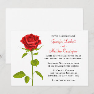 Floral Red Rose Wedding Romantic Elegant Flower Invitation