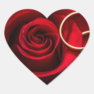 Floral Red Rose with Ring Wedding Heart Sticker