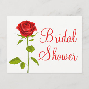Floral Red Roses Bridal Shower Flowers Wedding Invitation Postcard