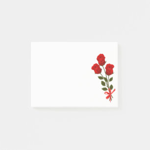 Floral Red Roses Flower - Love Flowers Botanical Post-it Notes