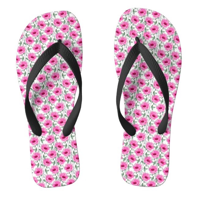 Floral Red Roses Pattern-5550 Jandals (Footbed)