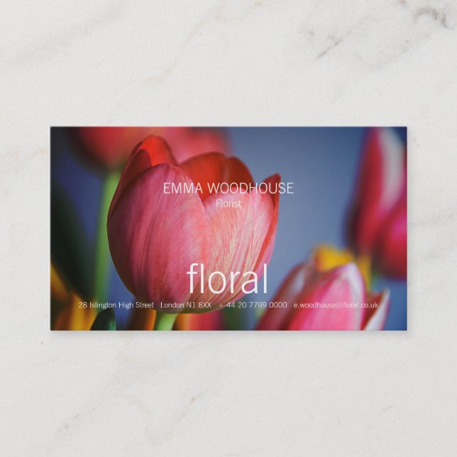 Floral - Red Tulips Business Card (Front)
