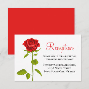 Floral Red Wedding Reception Rose Flowers Invitation