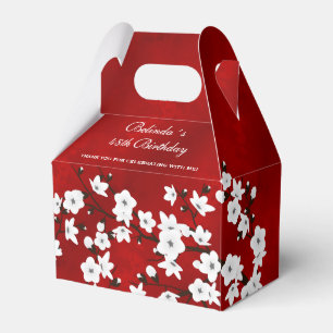 Floral Red White Cherry Blossom Custom  Birthday Favour Box