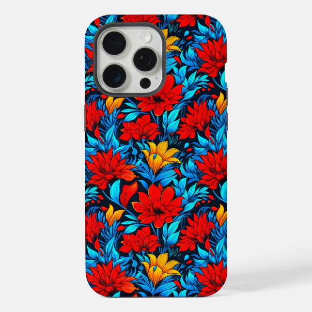 Floral Red yellow Flowers Pattern-13075 iPhone Case (Back)