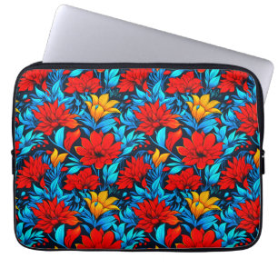 Floral Red yellow Flowers Pattern-13075 Laptop Sleeve