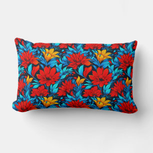 Floral Red yellow Flowers Pattern-13075 Lumbar Cushion