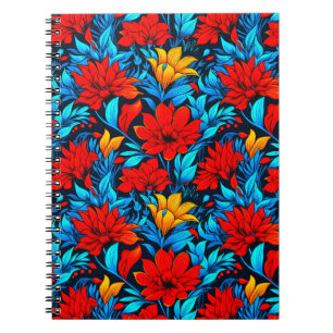 Floral Red yellow Flowers Pattern-13075 Notebook