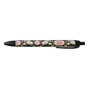 Floral Reflections Black Ink Pen