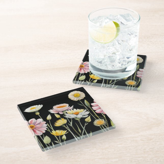 Floral Reflections  Glass Coaster (Angled)