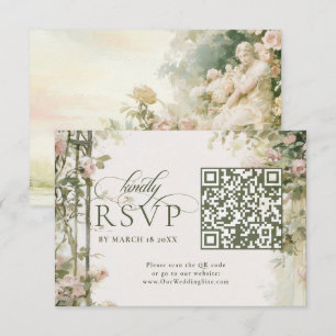Floral Regency Garden RSVP Card with QR Code