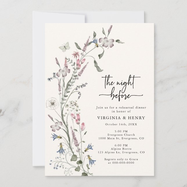 Floral Rehearsal Dinner Invitation (Front)