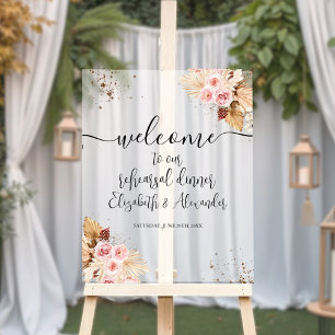 Floral Rehearsal Dinner Welcome Acrylic Sign