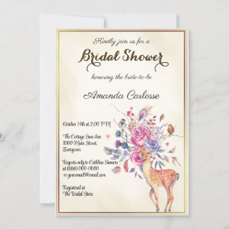 Floral Reindeer Bridal Shower Party Invitation