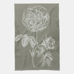 Floral Relief I Tea Towel