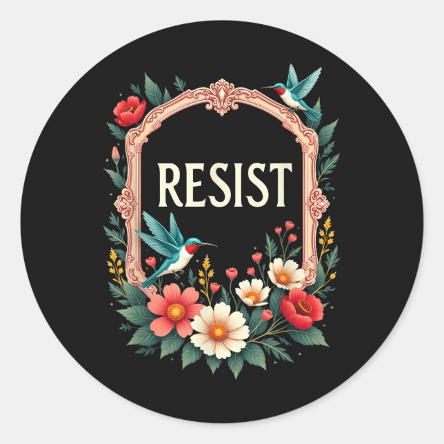 Floral Resist Trump  Classic Round Sticker (Front)