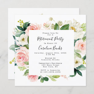 Floral Retirement Party Invitations, Square Invita Invitation