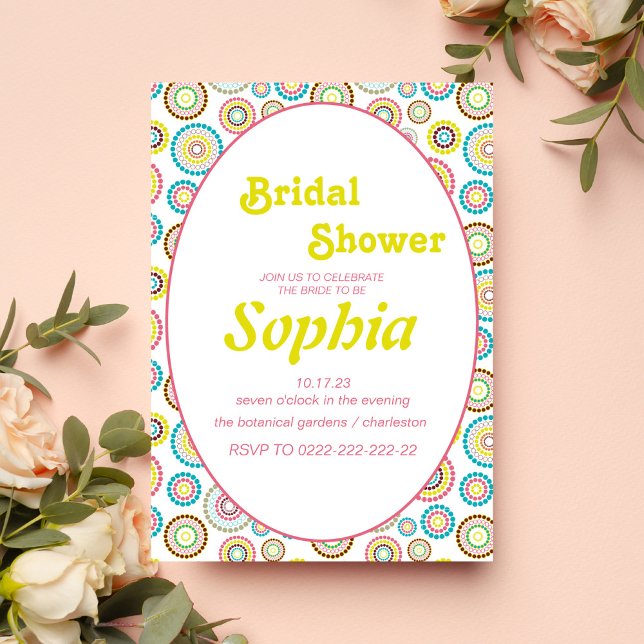 floral retro70S groovy hippie BRIDAL SHOWER  Invitation (Creator Uploaded)