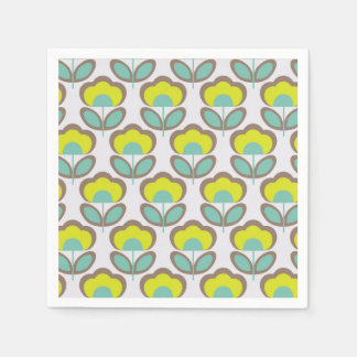 Floral Retro 70's Wallpaper Pattern Napkin