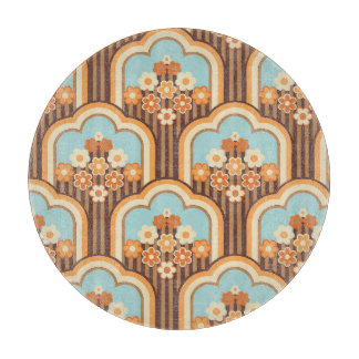 Floral Retro: 70s Wallpaper Revival Cutting Board