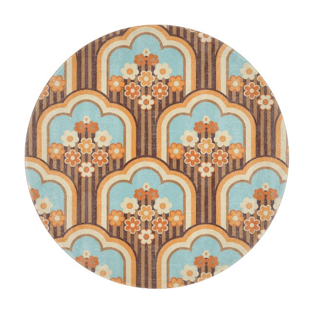Floral Retro: 70s Wallpaper Revival Cutting Board (Front)