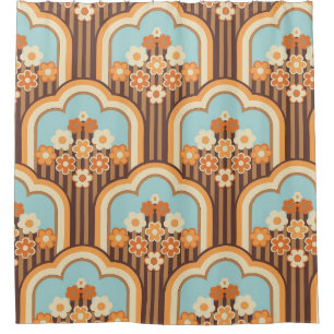 Floral Retro: 70s Wallpaper Revival Shower Curtain