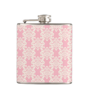 Floral retro damask hip flask