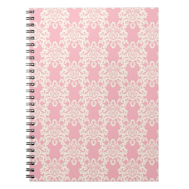 Floral retro damask spiral notebook (Front)