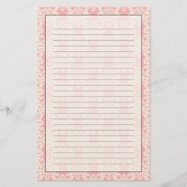Floral retro damask stationery (Front)