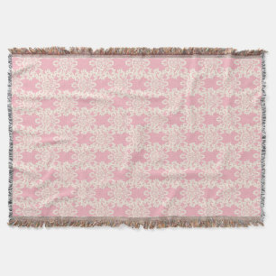 Floral retro damask throw blanket