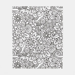 Floral Retro Doodle Fleece Blanket