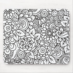 Floral Retro Doodle Mouse Pad